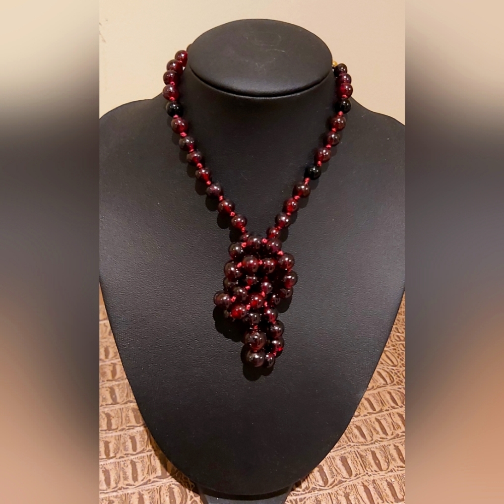 Genuine Bloodred Garnet Necklace 22"